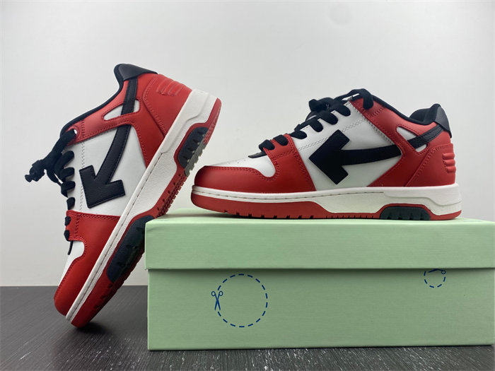 OFF-WHITE Out Of Office OOO Low Tops Black White Red OMIA189S22LEA0012510